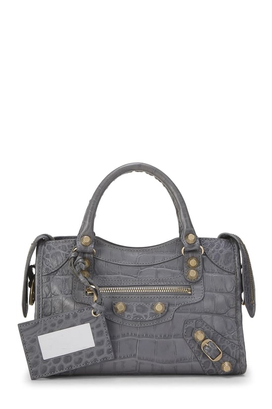 Grey Embossed Leather Classic City Mini