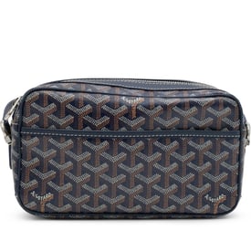 Goyard Navy Blue Goyardine Canvas and Chevroches Calfskin Cap-Vert PM Bag
