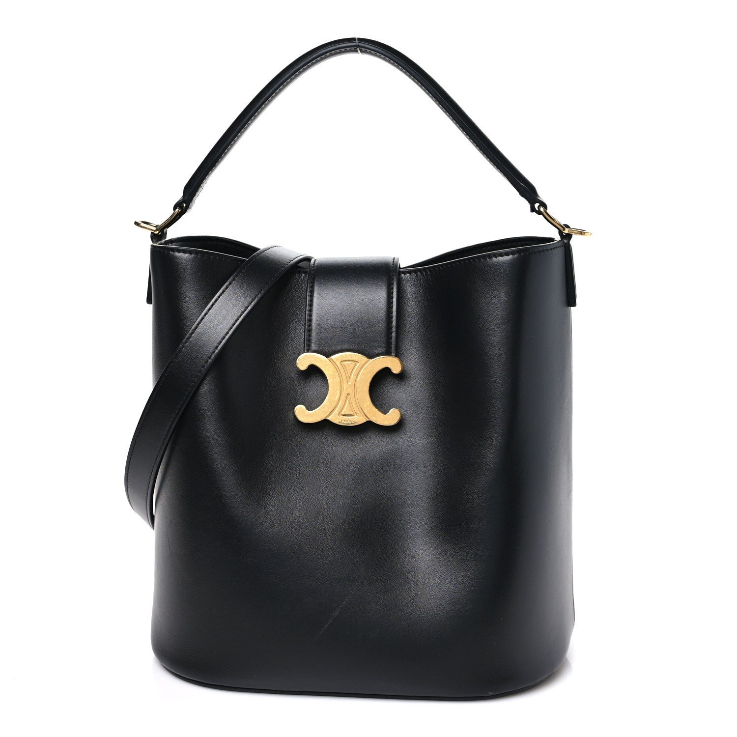 Celine Smooth Calfskin Triomphe Medium Louise Bag Black