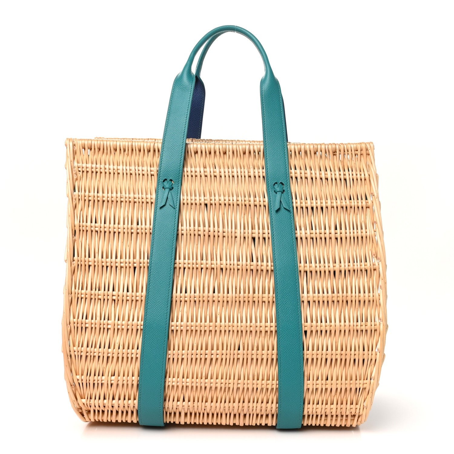 Hermes Epsom Wicker Basket Bag GM  Vert Verone Naturel