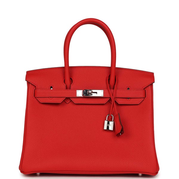 Hermes Pre-owned Hermes Birkin 30 Rouge de Coeur Togo Palladium Hardware