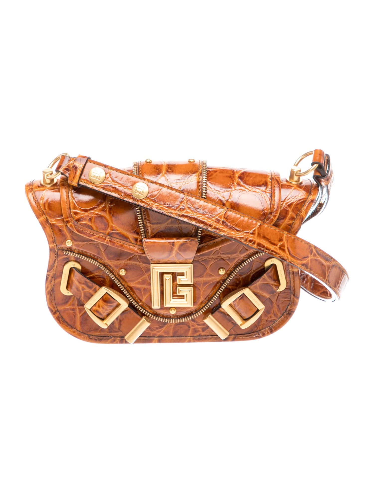 Balmain Embossed Leather Shoulder Bag