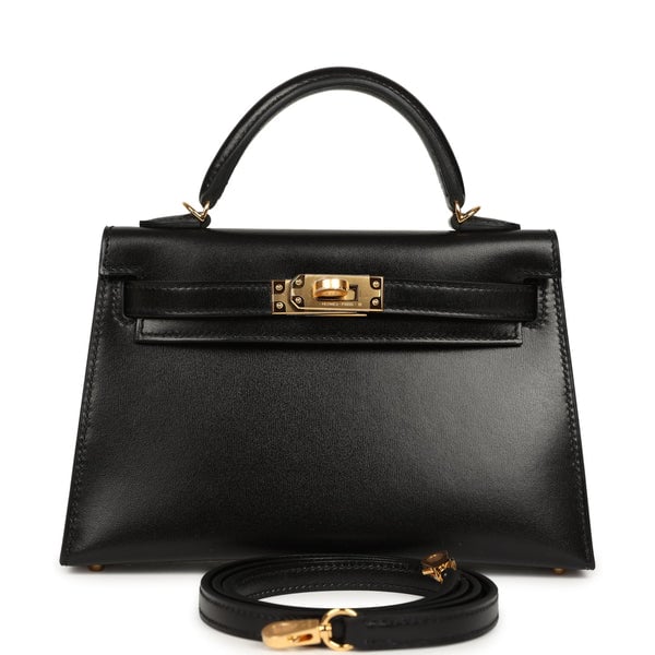 Hermes Kelly Sellier 20 Black Box Gold Hardware