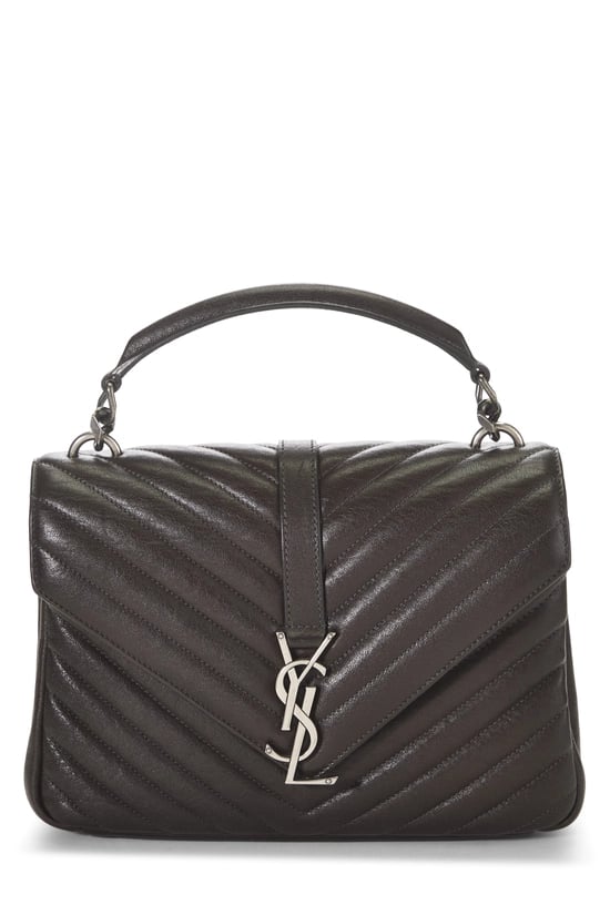 Saint Laurent Brown Chevron Leather College Medium