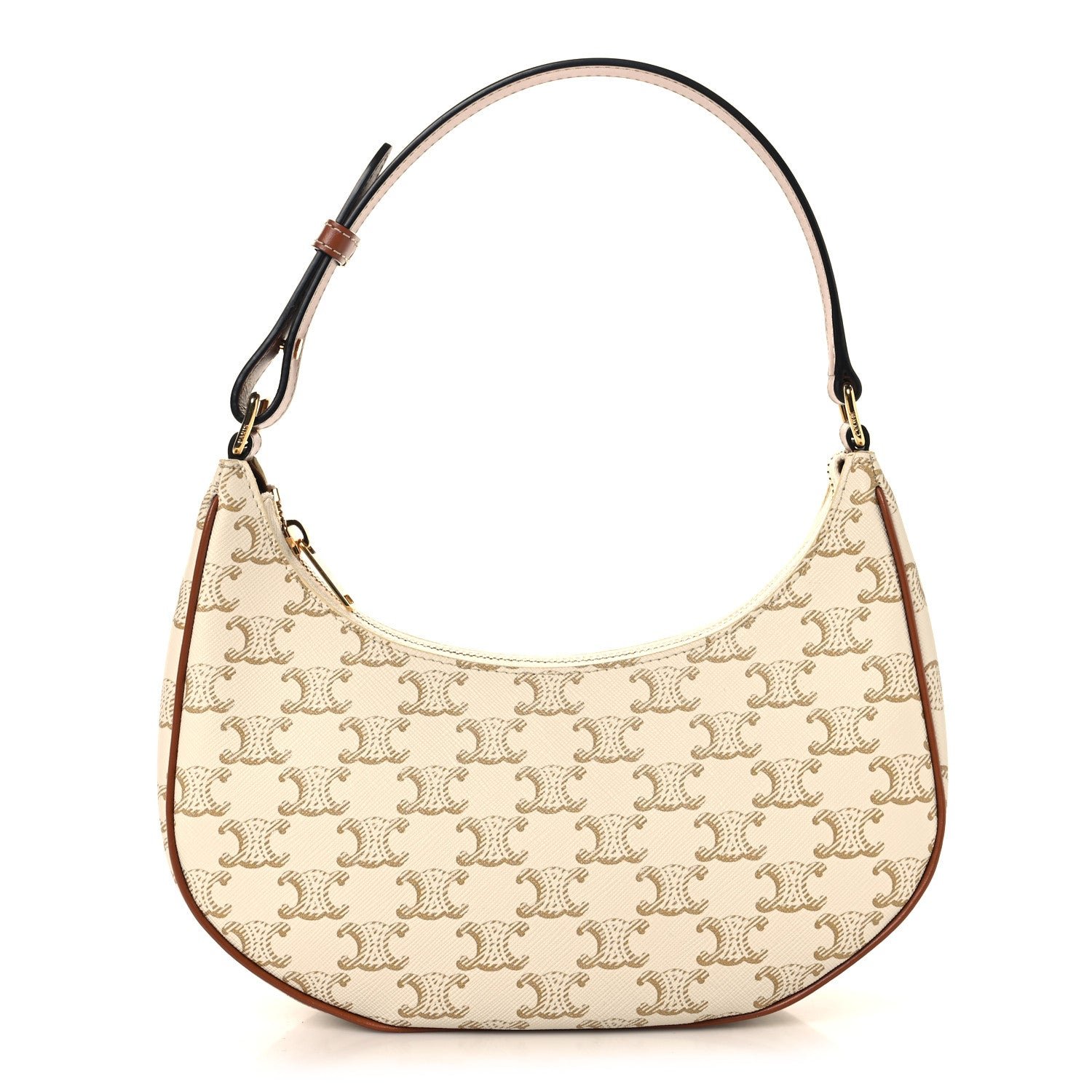 Celine Canvas Calfskin Ava Triomphe Shoulder Bag White