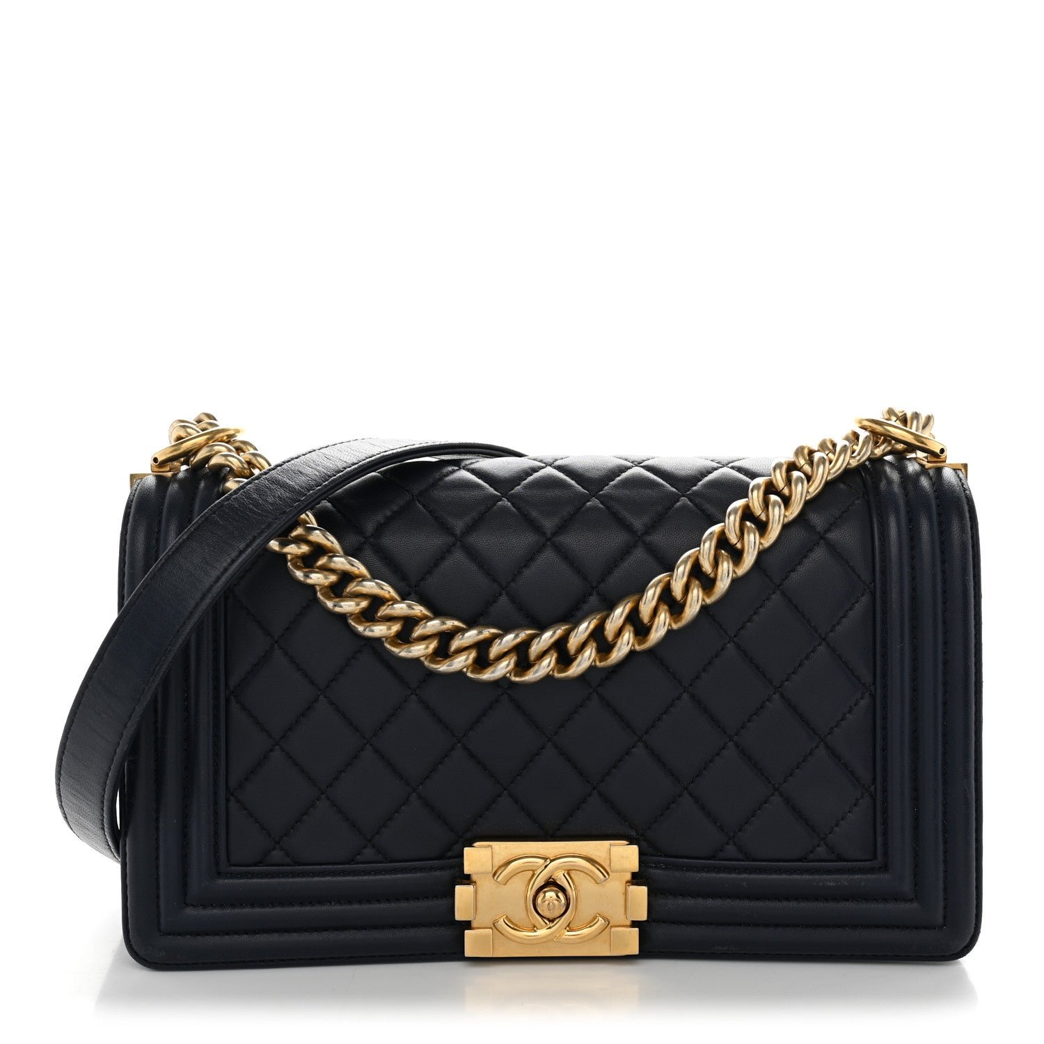 Chanel Lambskin Quilted Medium Boy Flap Dark Dark Navy
