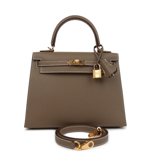 Hermes Hermes Kelly Sellier 25 Etoupe Epsom Gold Hardware