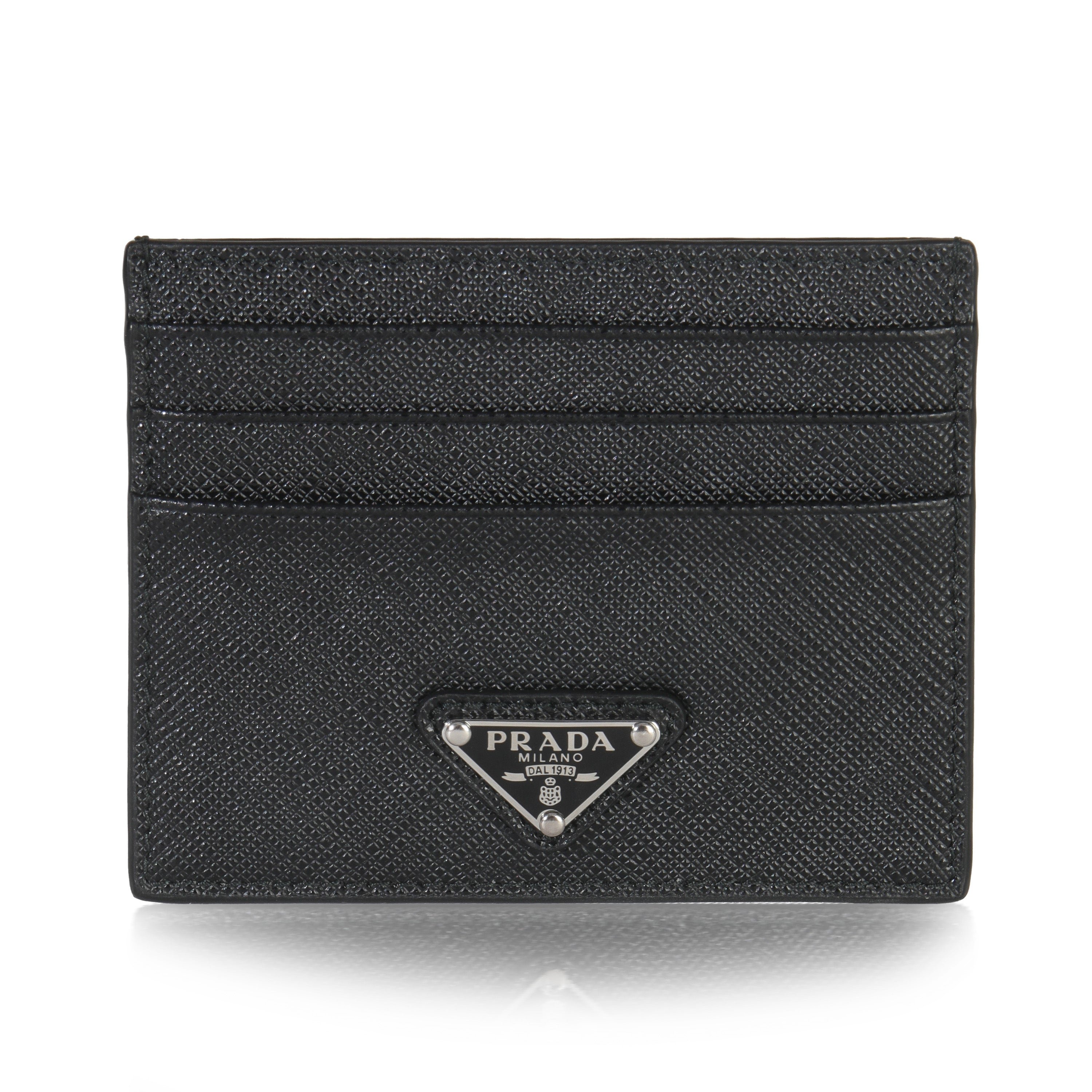 Prada Black Saffiano Logo Card Case