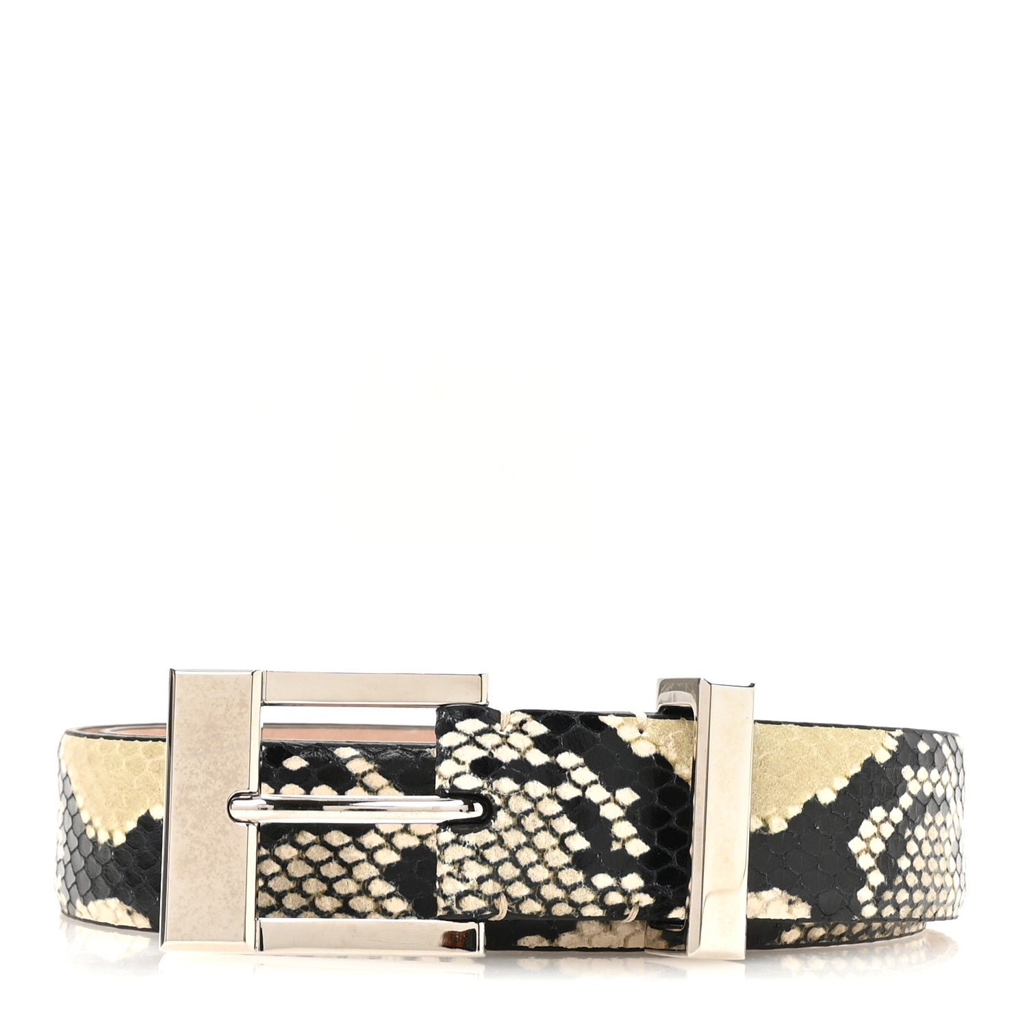 Khaite Khaite Calfskin Snakeskin Embossed Manhattan Belt 80 32 Natural