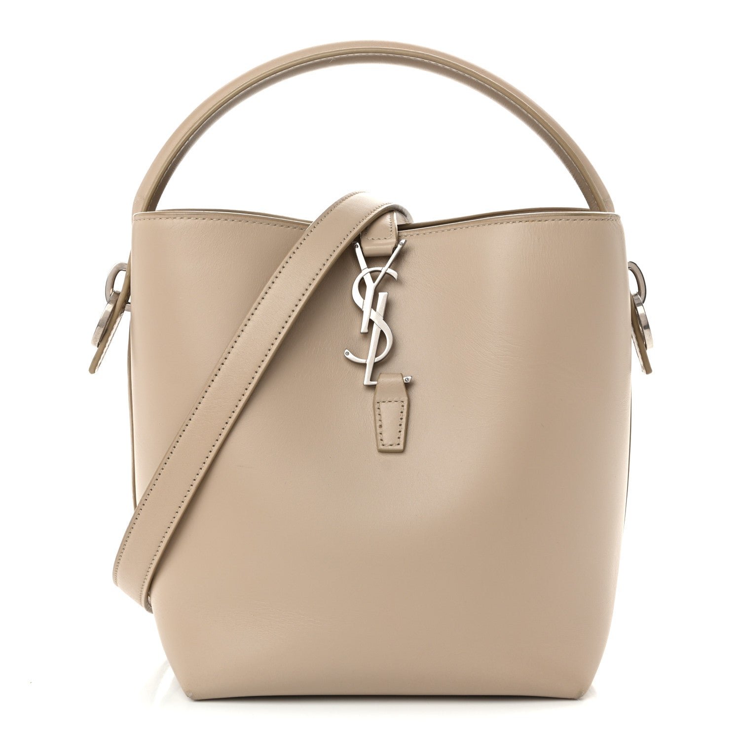 Saint Laurent Shiny Calfskin Le 37 Small Bucket Bag Sea Salt