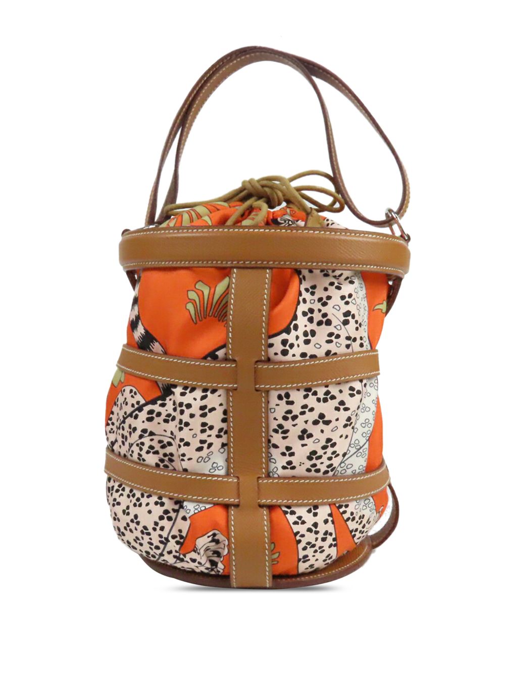2017 Les Leopards Silk and Epsom Sac Musardine bucket bag
