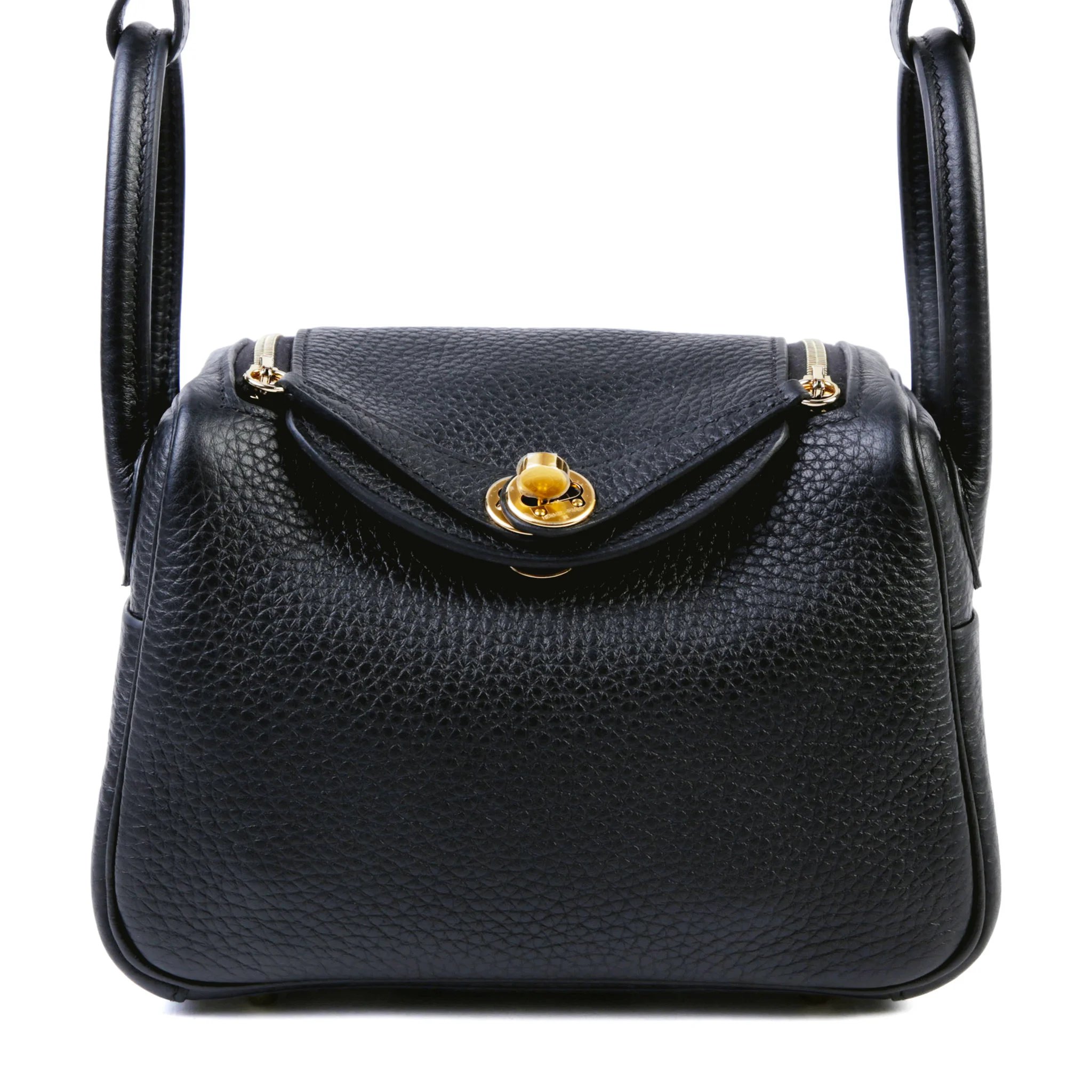 Brand New ( Rank N ) HERMÈS Mini Lindy Noir (89) Clemence Gold hardware G (2026)