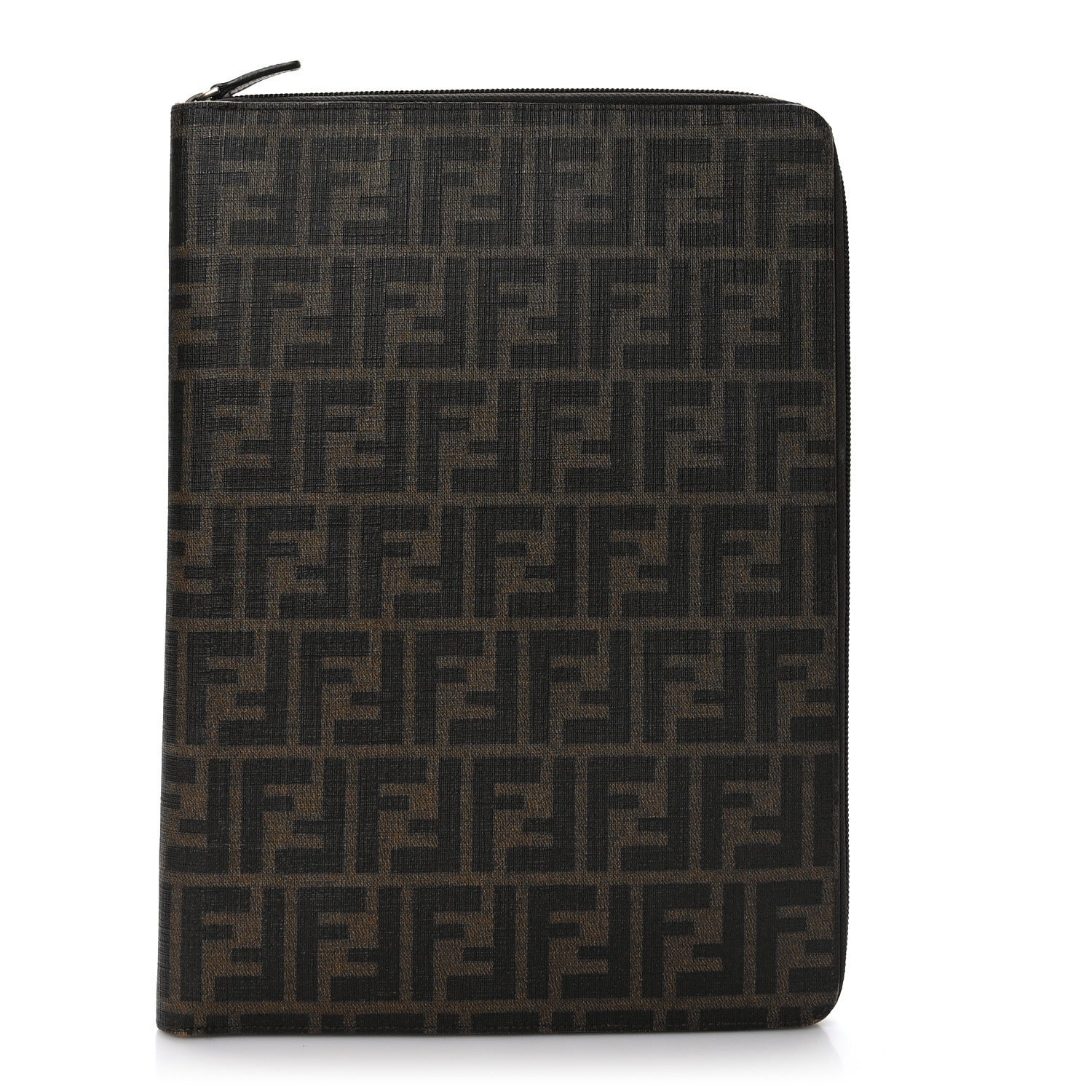 Fendi Zucca Spalmati Zip Around Document Holder Tobacco