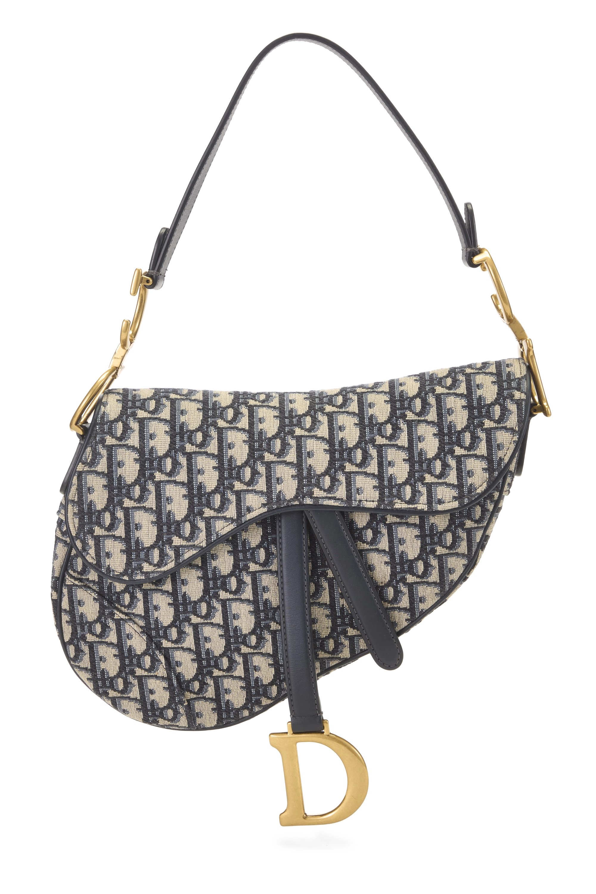 Navy Oblique Jacquard Saddle Bag NM