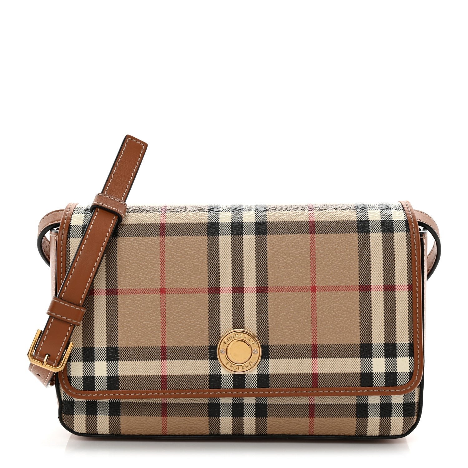 Burberry E-Canvas Vintage Check Hampshire Crossbody Archive Beige