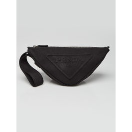 Prada Prada Black Canvas Triangle Wristlet Clutch Bag