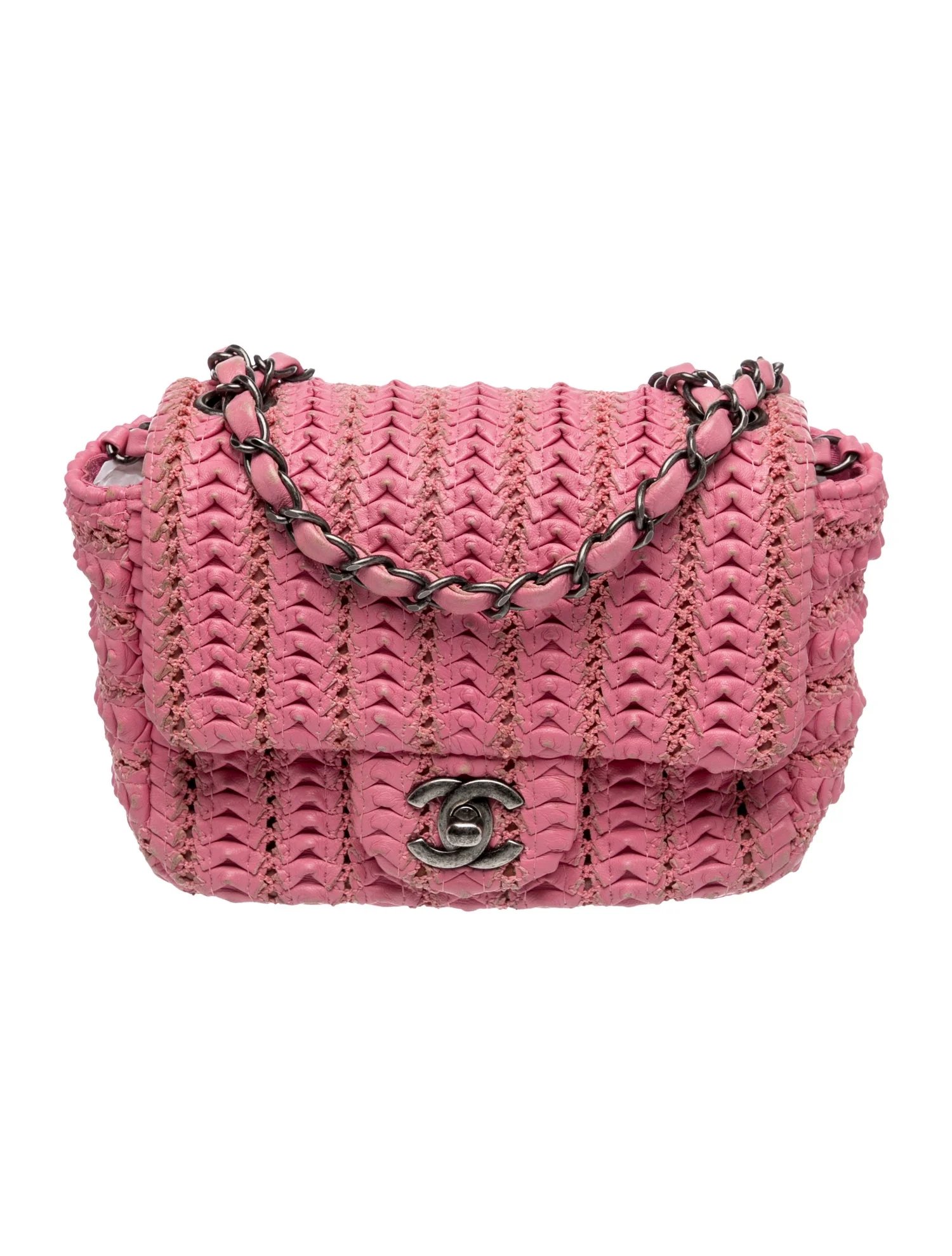 Paris-Seoul Mini Square Crochet Lambskin Flap Bag
