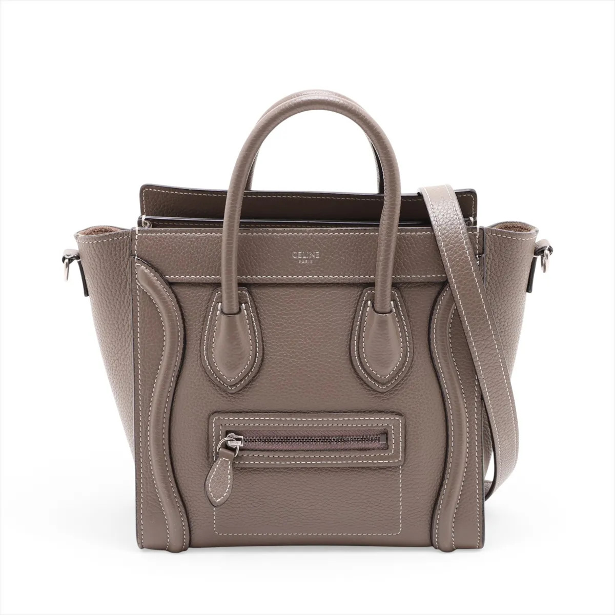 Celine Luggage Nano shopper Leather 2 Way Handbag Greige