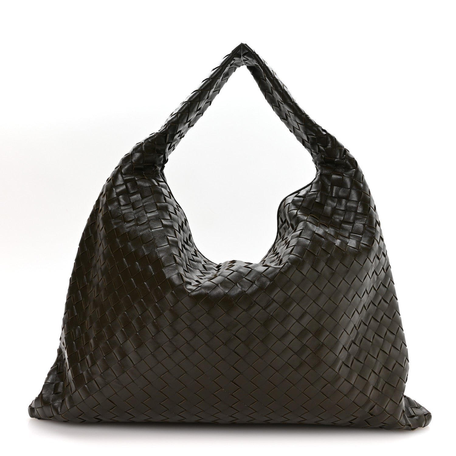 Bottega Veneta Calfskin Intrecciato Large Hop Kaki