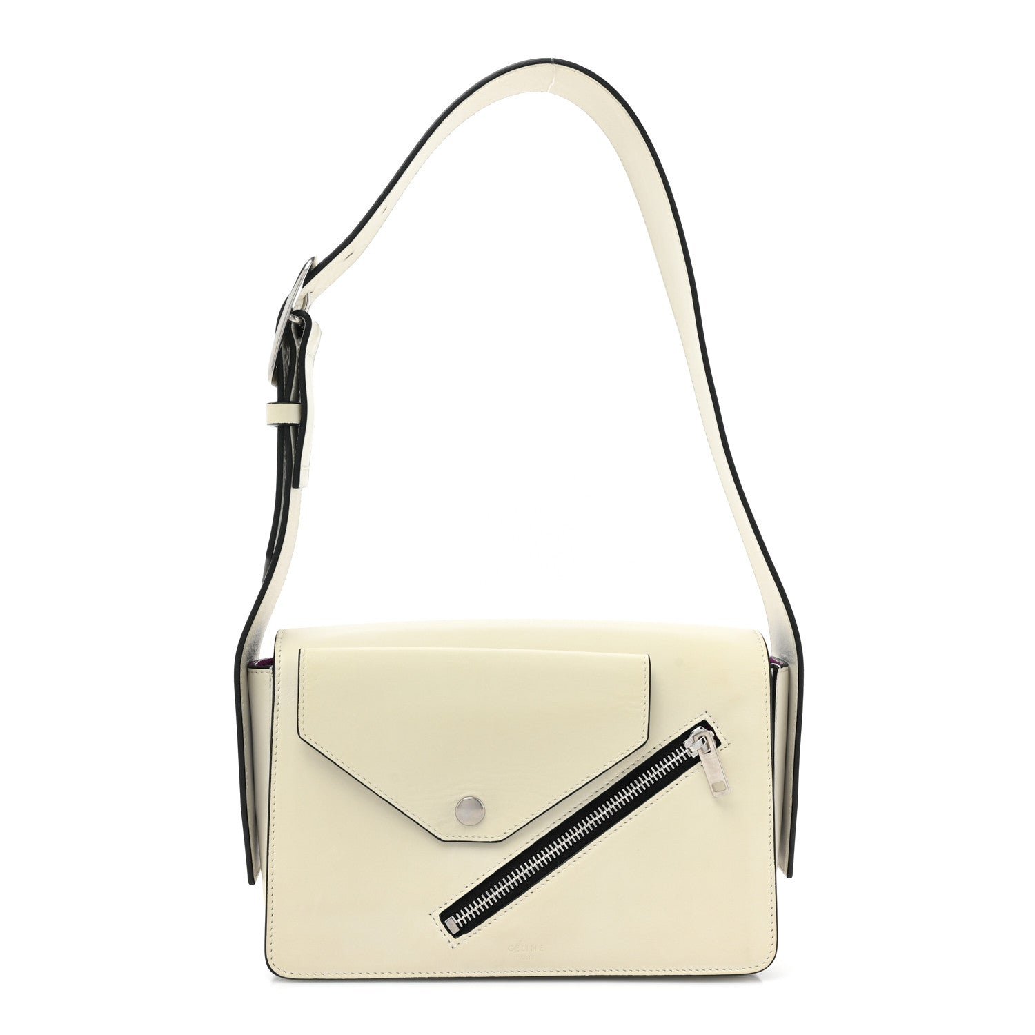 Celine Natural Calfskin Medium Biker Case Shoulder Bag White