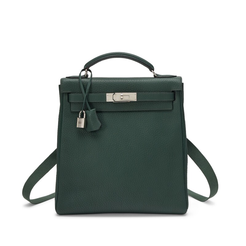 Hermes Vintage Vert Fonce Fjord Kelly A Dos Ado GM Backpack Palladium Hardware, 2001