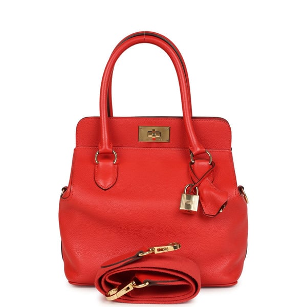 Hermes Pre-owned Hermes Sac Toolbox 20 Rouge Tomate Evercolor Gold Hardware