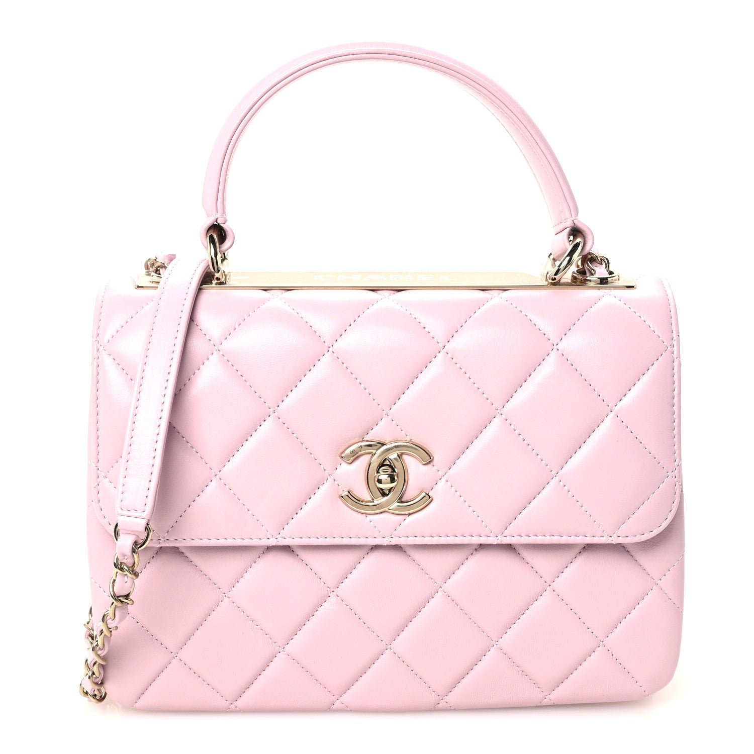 Chanel Lambskin Quilted Small Trendy CC Flap Dual Handle Bag Light Pink