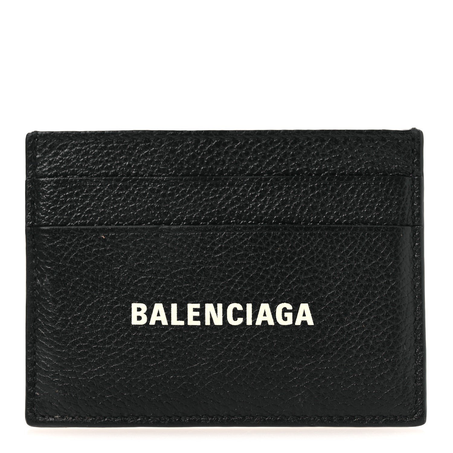 Balenciaga Grained Calfskin Logo Cash Card Holder Black White