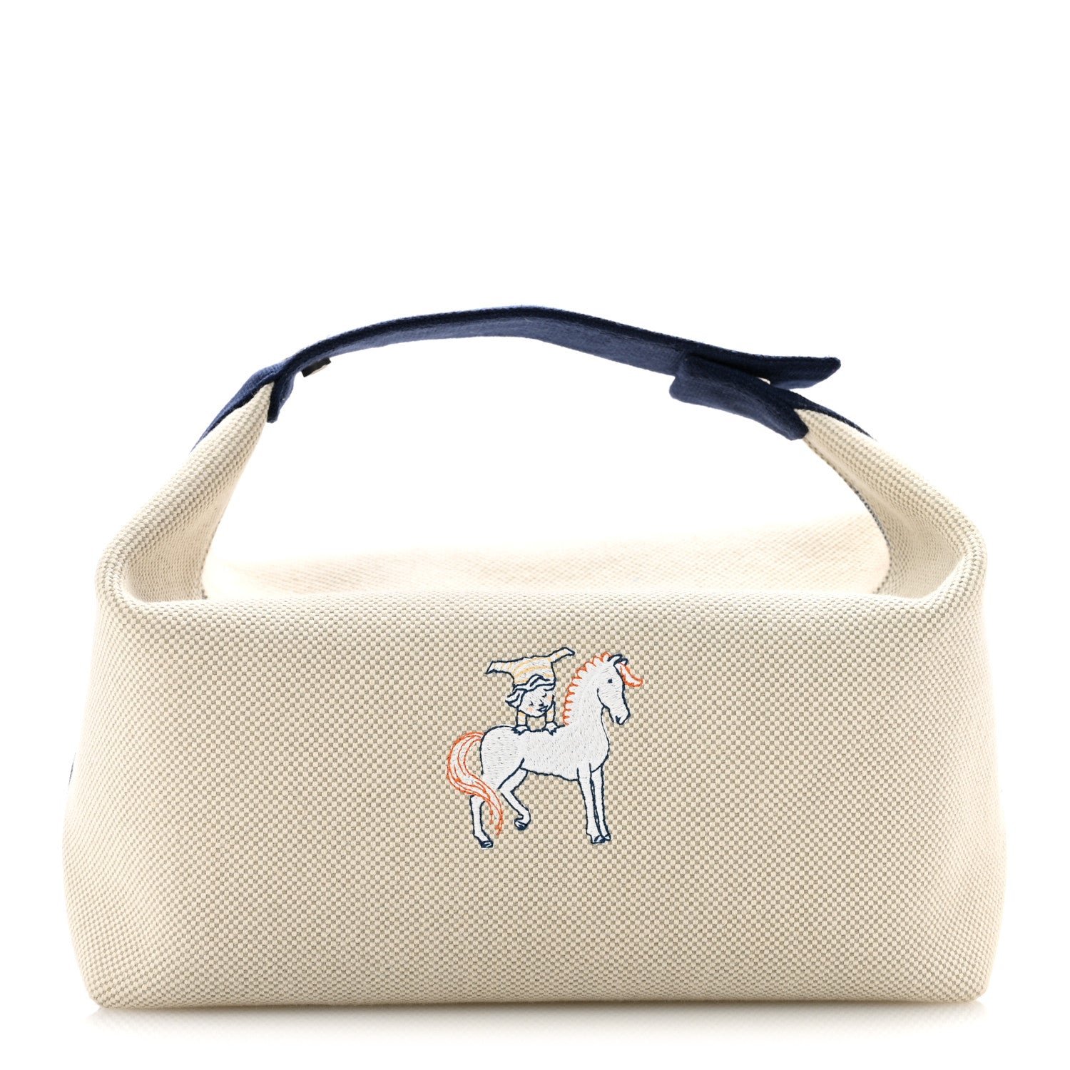 Hermes Canvas Large Bride-A-Brac Cabriole Case Gris Perle