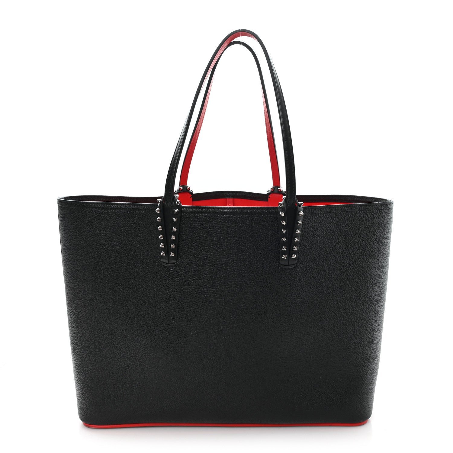 Christian Louboutin Calfskin Spikes East West Cabata Tote Black