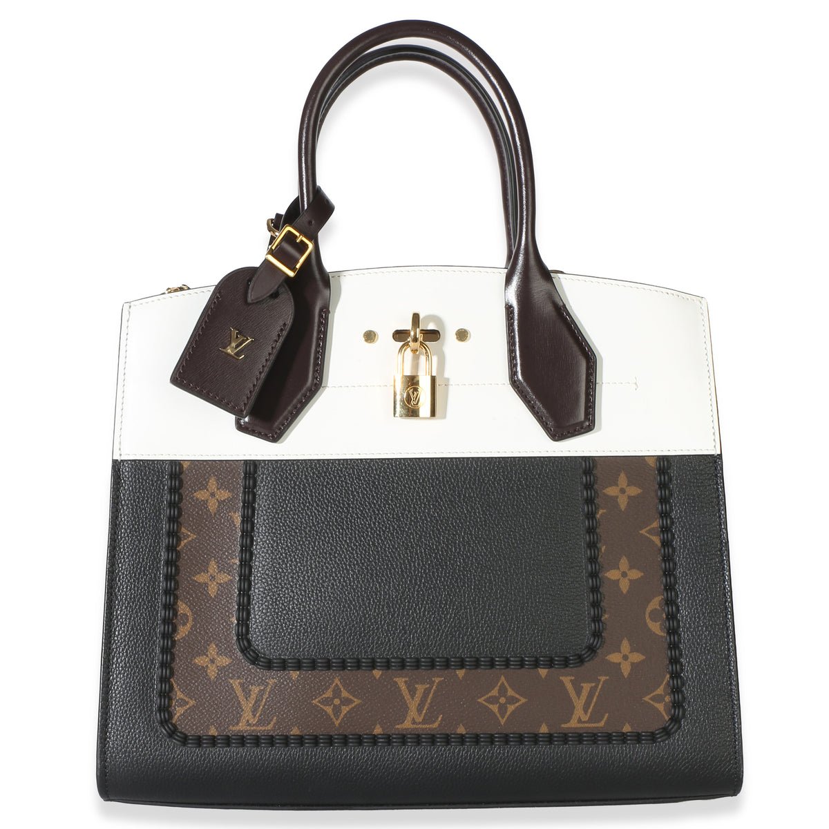 Black Calfskin Monogram Canvas City Steamer MM