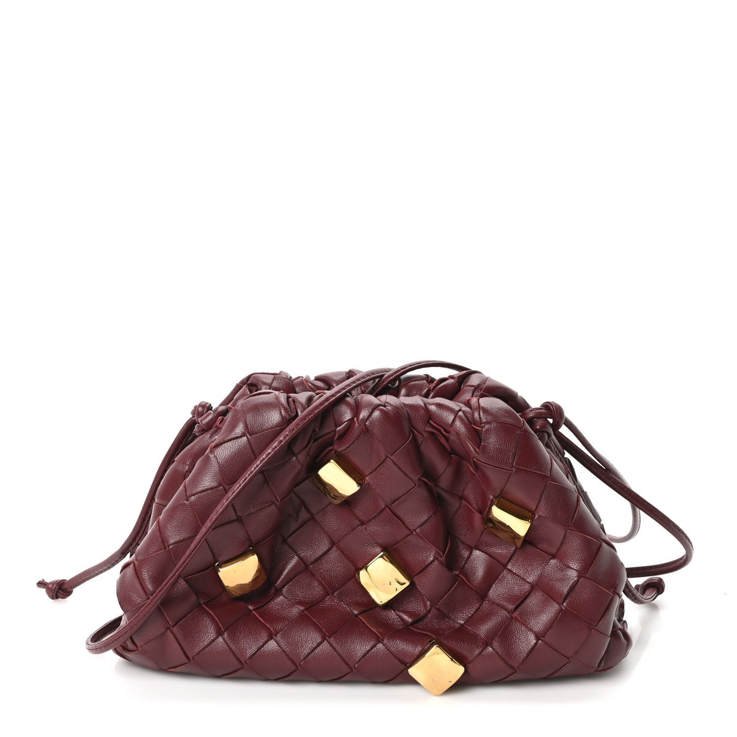 Bottega Veneta Nappa Intrecciato Studded The Mini Pouch Barolo