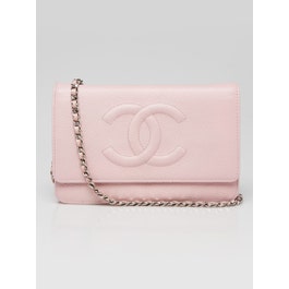 Chanel Light Pink Caviar Leather Timeless WOC Clutch Bag