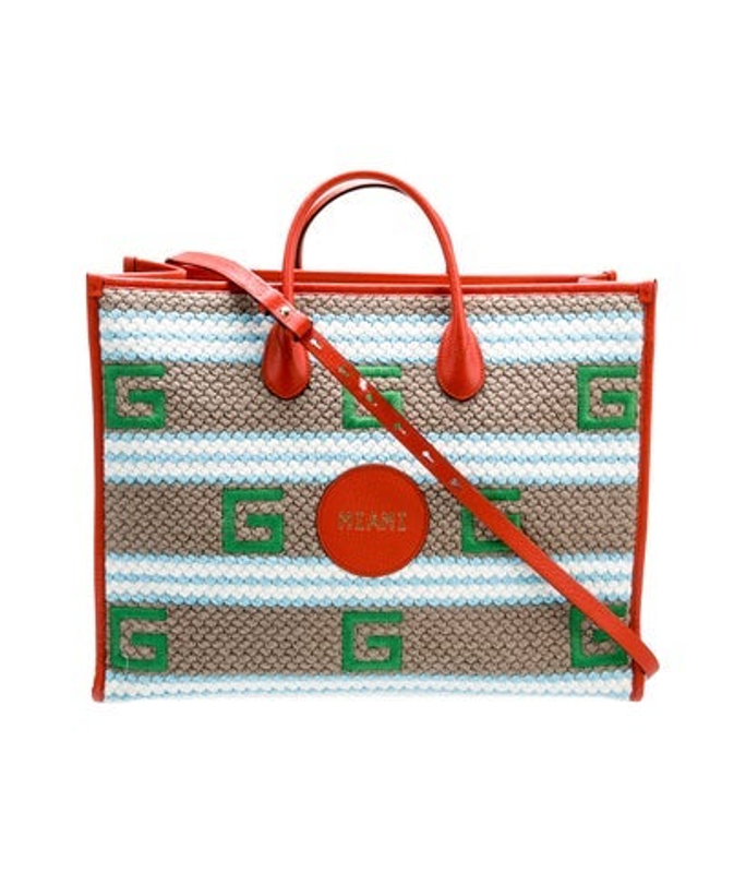 Gucci Miami Woven Striped Tote Large