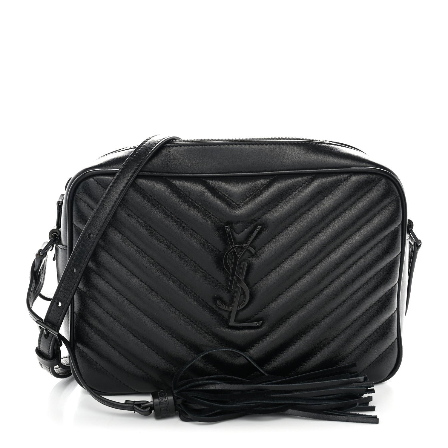 Saint Laurent Calfskin Matelasse Monogram Monochrome Lou Camera Bag Black