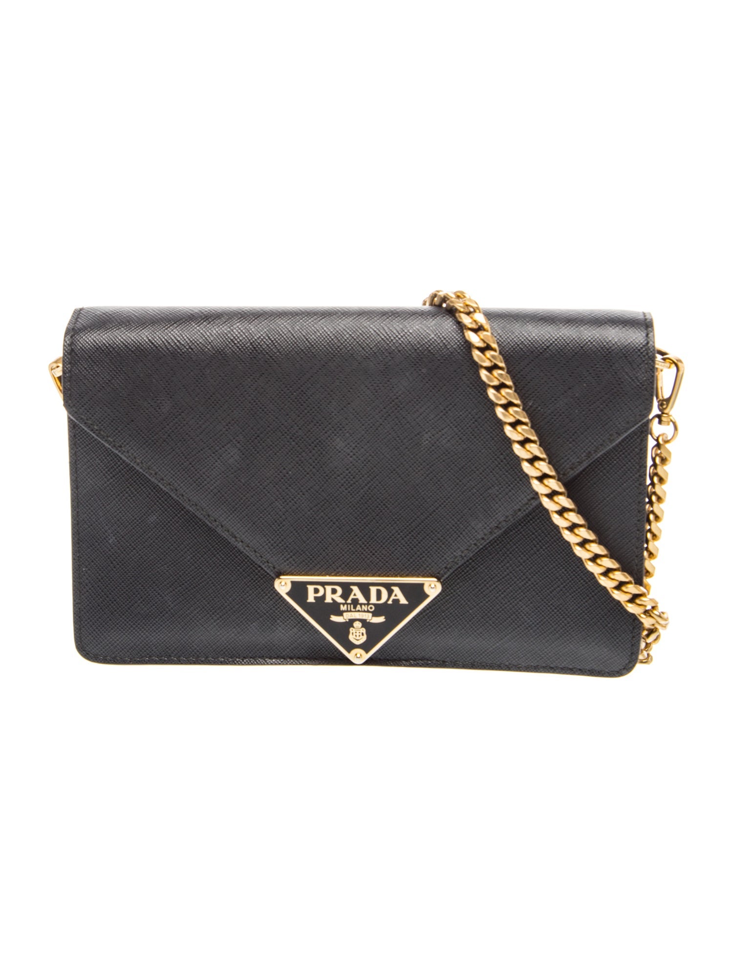 Saffiano Lux Leather Envelope Chain Bag