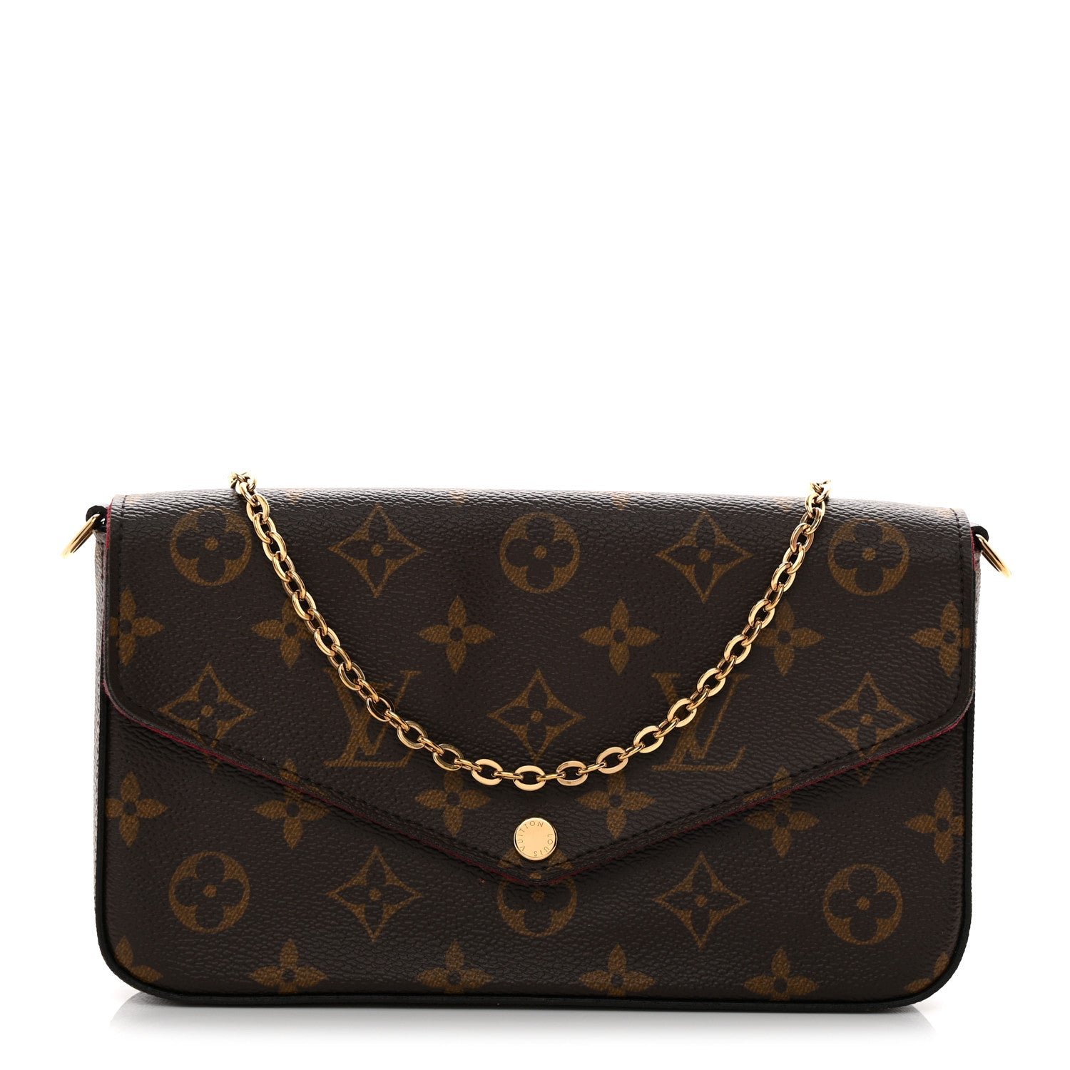 Louis Vuitton Monogram Pochette Felicie Chain Wallet Fuchsia