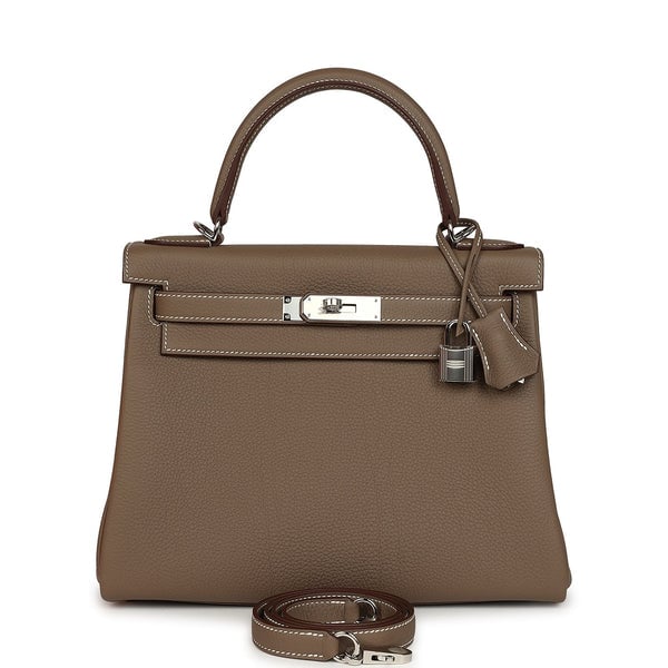 Hermes Kelly Retourne 28 Etoupe Togo Palladium Hardware