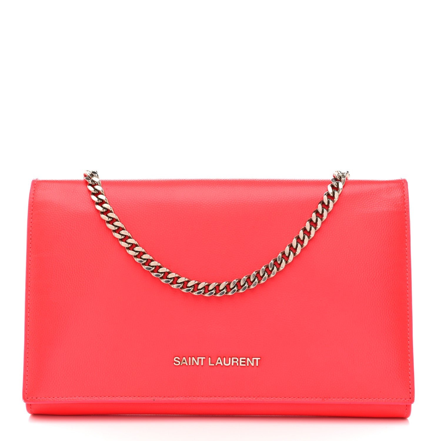 Saint Laurent Grain de Poudre Classic Letters Chain Wallet Fuchsia