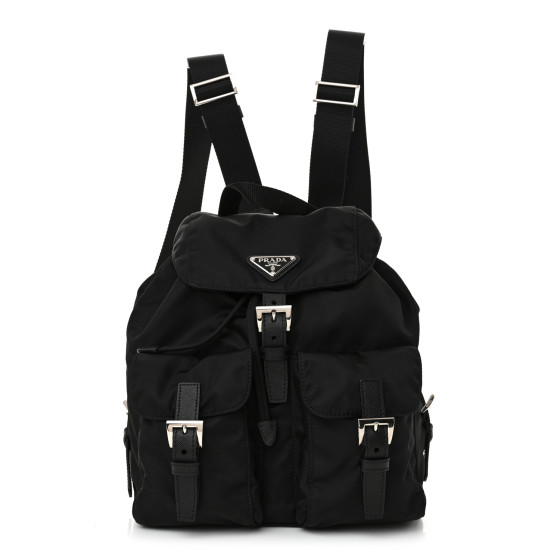 Prada Tessuto Nylon Saffiano Small Backpack Black Black
