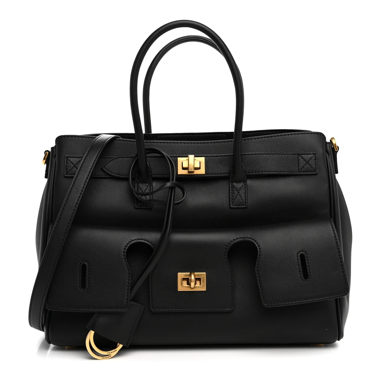Balenciaga Smooth Calfskin Small Bel Air Carry All Bag  Black
