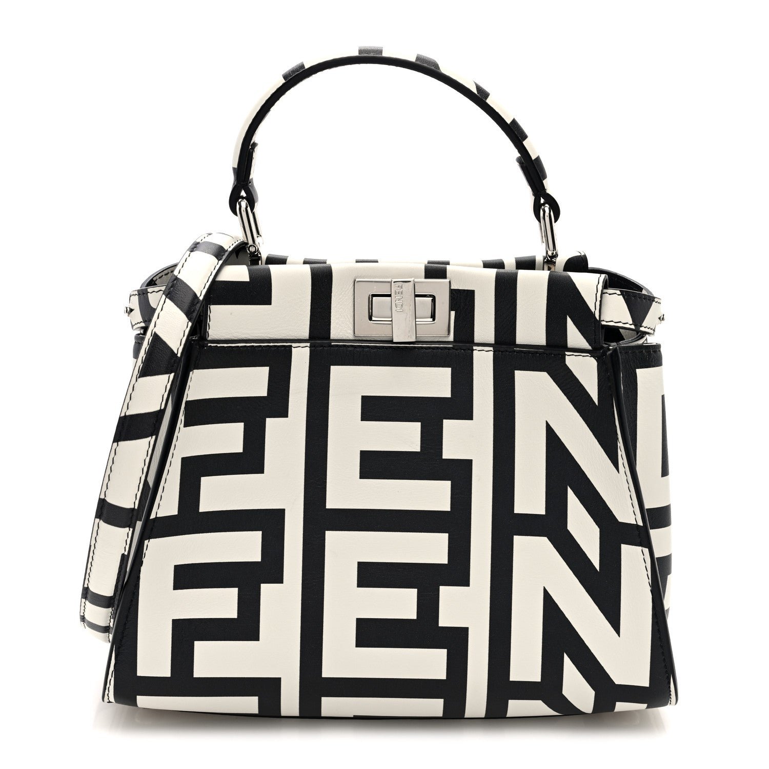 Fendi X MARC JACOBS Nappa Mini Peekaboo I SEE U Satchel Black White