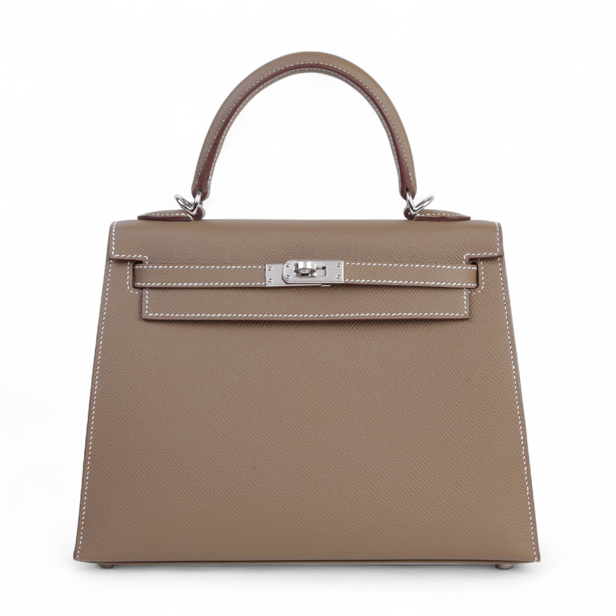 Hermes Unused ( Rank NS ) HERMÈS Kelly 25 Sellier Etoupe (18) Epsom Palladium hardware B (2023)
