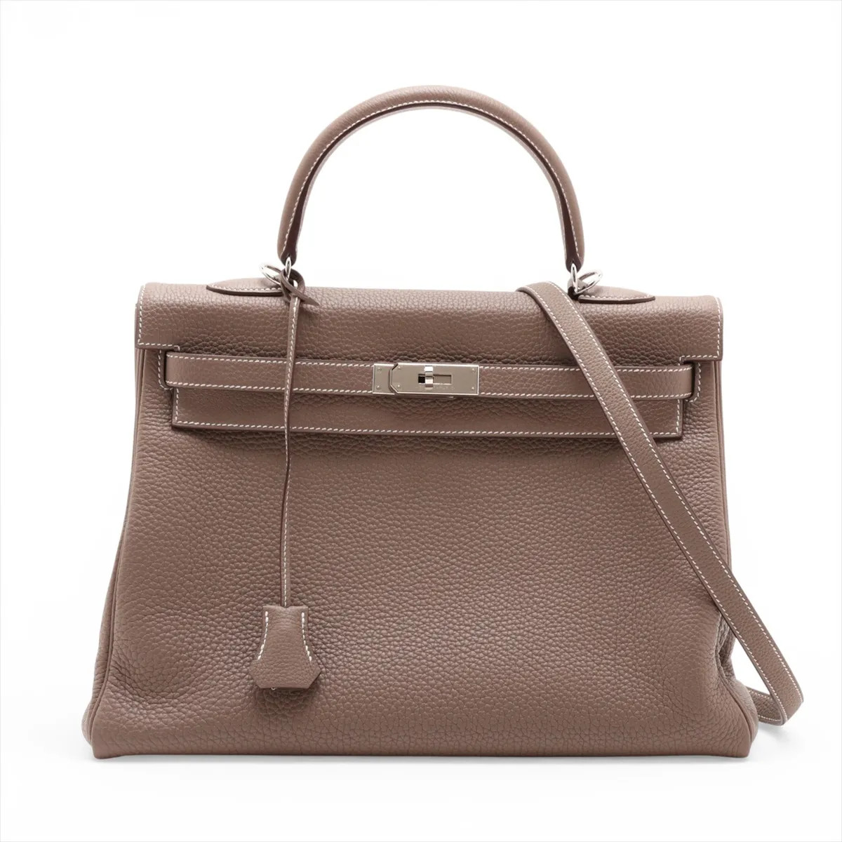 Hermès Kelly 35 Le Tournay Togo Etoupe Silver Metal Fittings