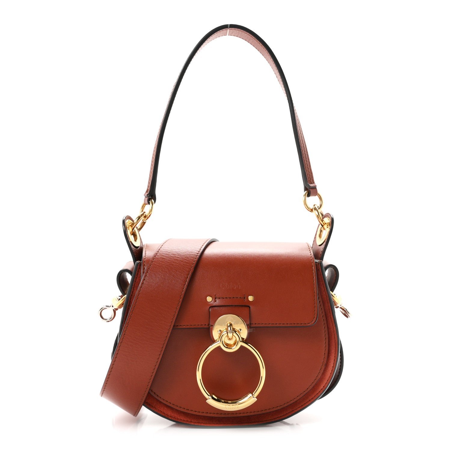 Chloe Calfskin Suede Small Tess Bag Sepia Brown