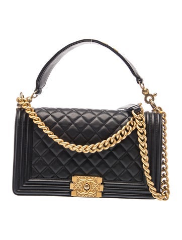 Quilted Medium Boy Top Handle Flap Bag
