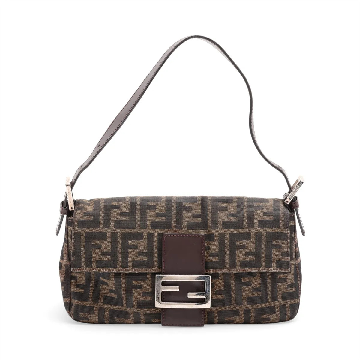 Fendi ZUCCa Mamma Baguette Canvas & Leather Shoulder bag Brown