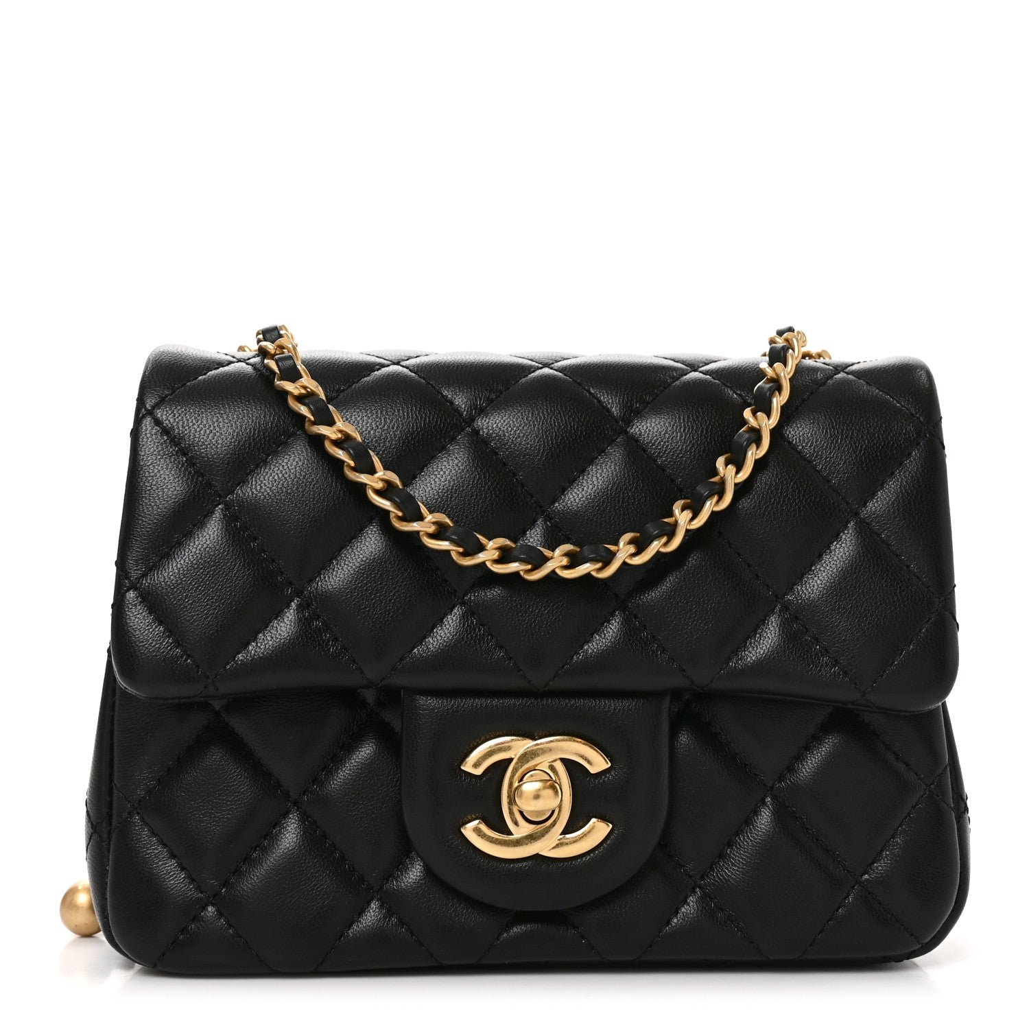 Chanel Lambskin Quilted Mini Pearl Crush Flap Black