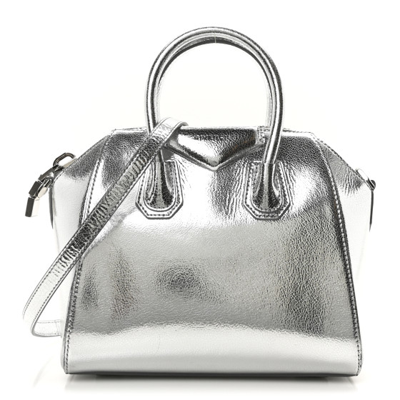 Givenchy Metallic Sugar Goatskin Mini Antigona Silver