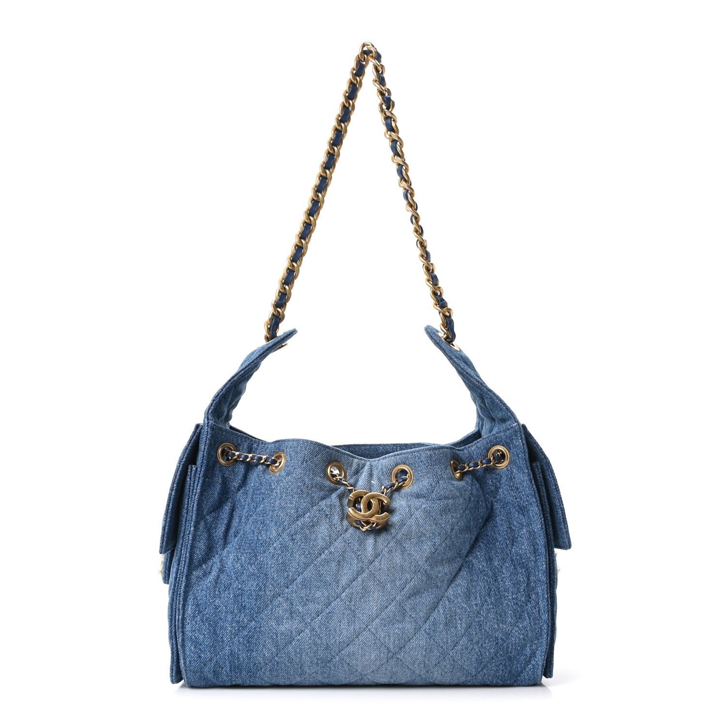 Chanel Washed Denim Quilted Small Chanel 25 Handbag Blue